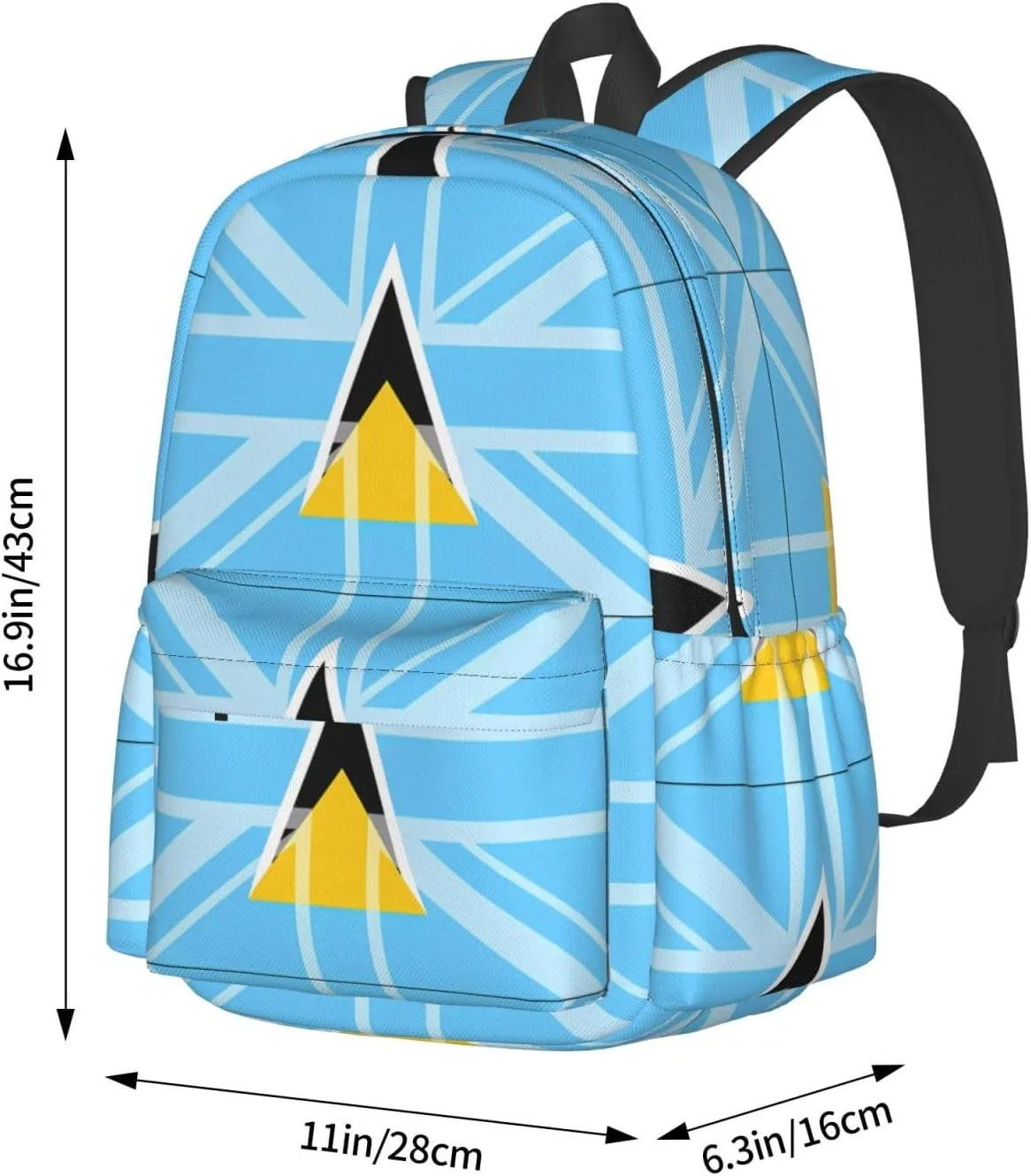 Saint Lucia UK Flag Casual Backpack Large Capacity Travel Backpacks Laptop Daypack Commuter Rucksack Adjustable Strap Sports Bags for Hiking Biking