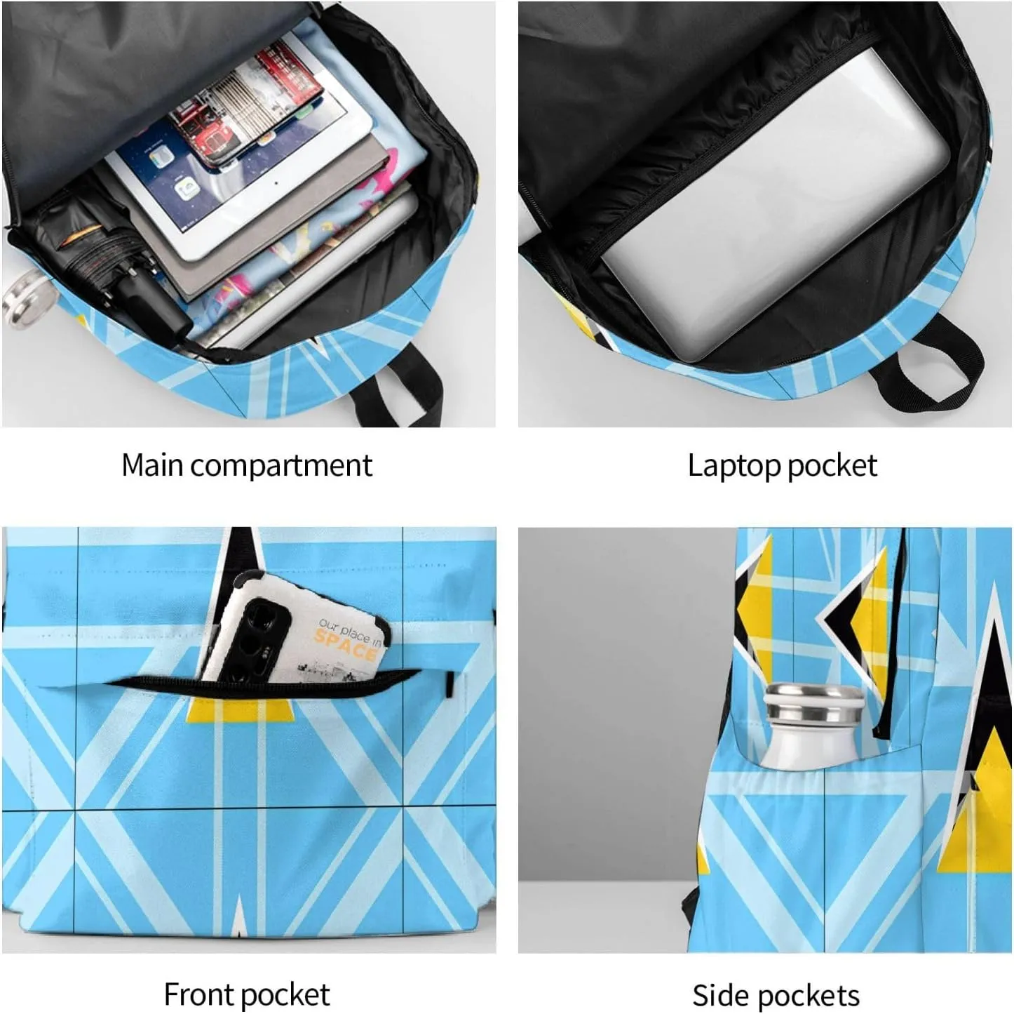 Saint Lucia UK Flag Casual Backpack Large Capacity Travel Backpacks Laptop Daypack Commuter Rucksack Adjustable Strap Sports Bags for Hiking Biking