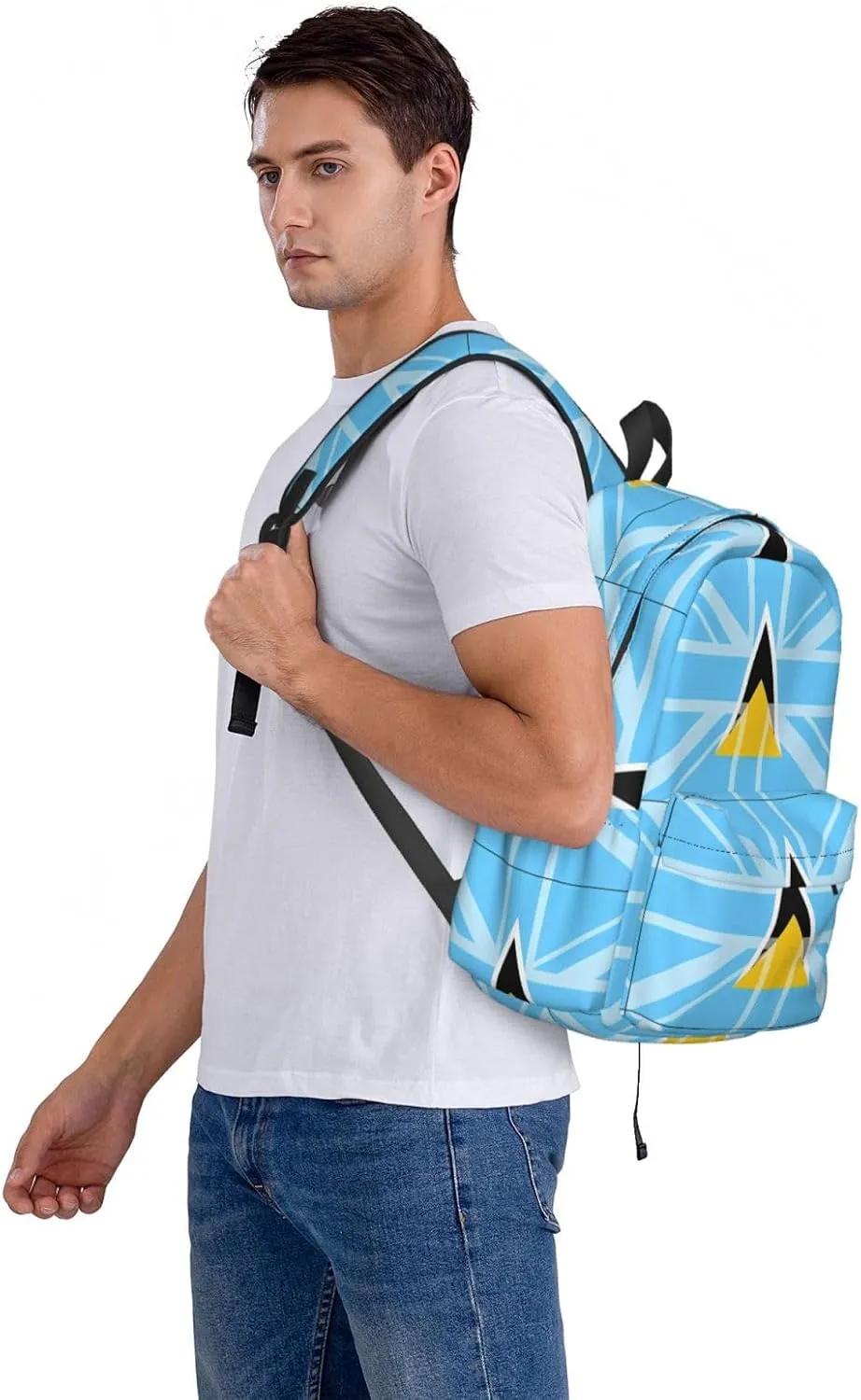 Saint Lucia UK Flag Casual Backpack Large Capacity Travel Backpacks Laptop Daypack Commuter Rucksack Adjustable Strap Sports Bags for Hiking Biking