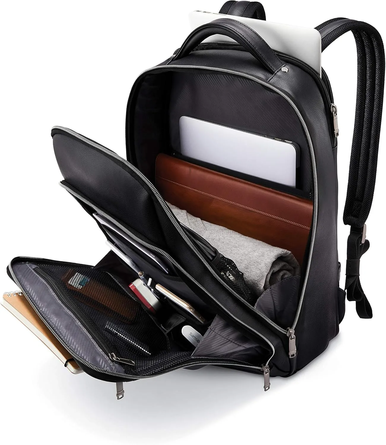 Samsonite Classic Leather Backpack, Black, One Size