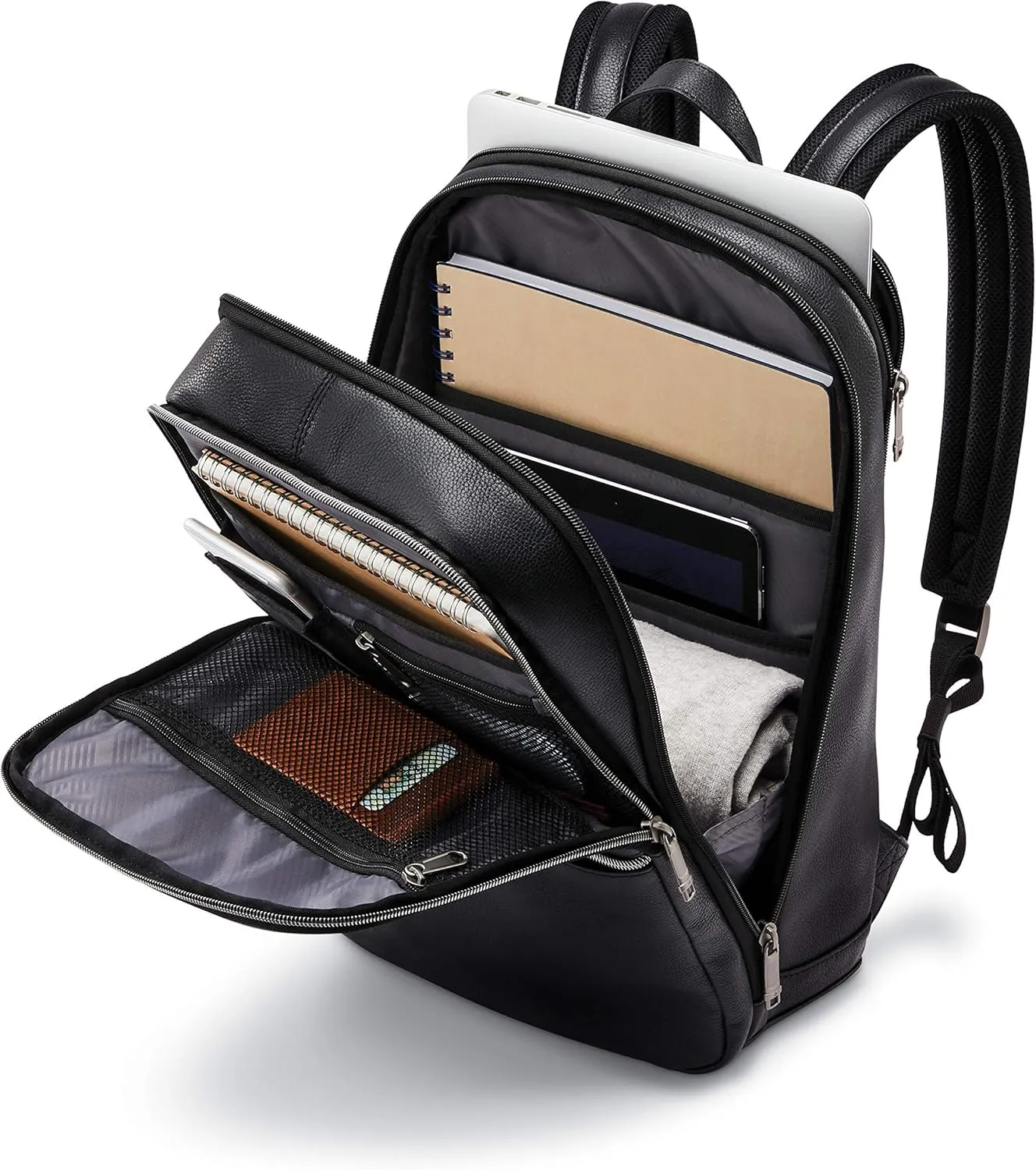 Samsonite Classic Leather Slim Backpack, Black, One Size