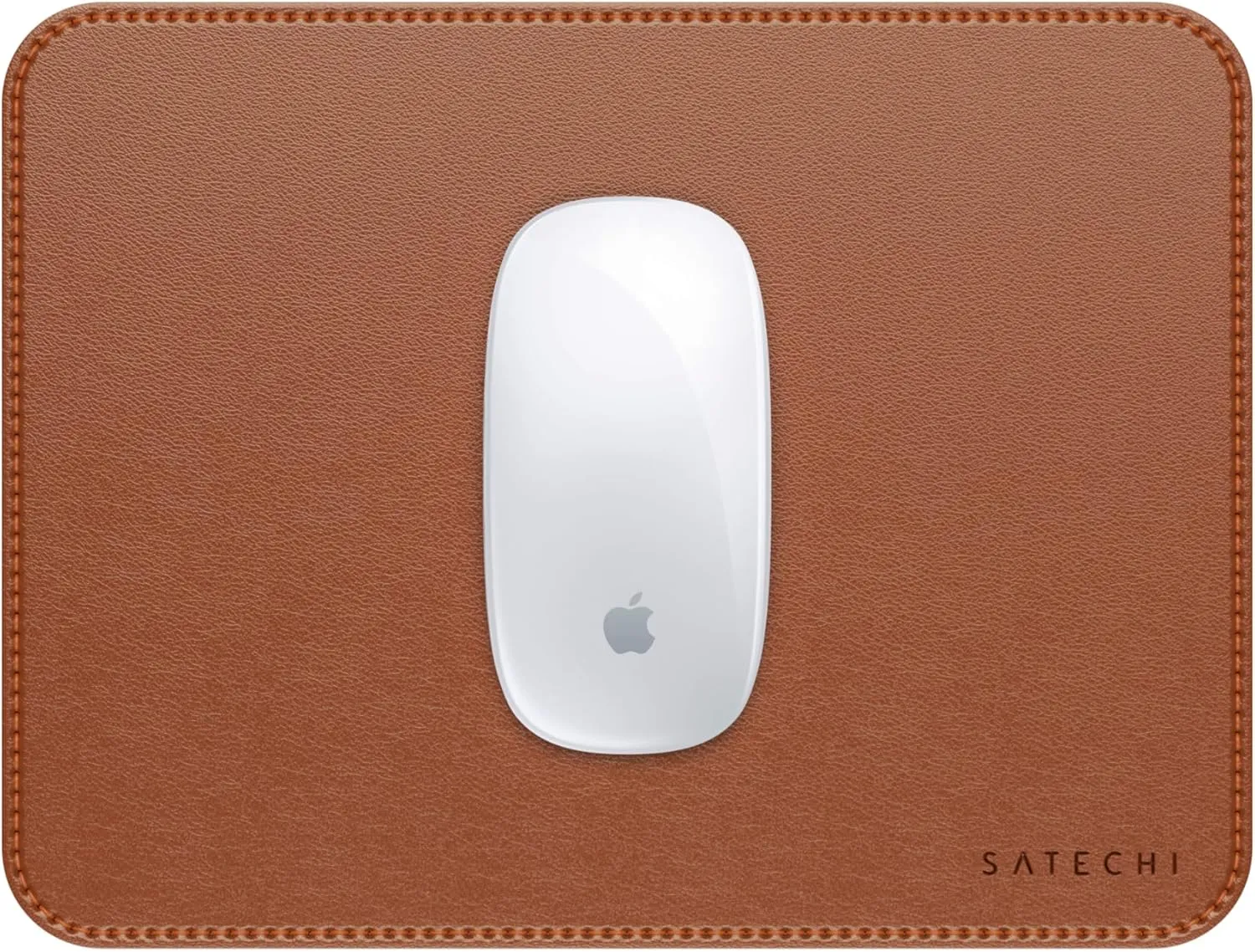 Satechi Vegan-Leather Ergonomic Mouse Pad - Reversible, Scratch and Water Resistant, Easy to Clean - Desk Mouse for Office and Home, 9.8' x 7.5' x 0.14' Brown