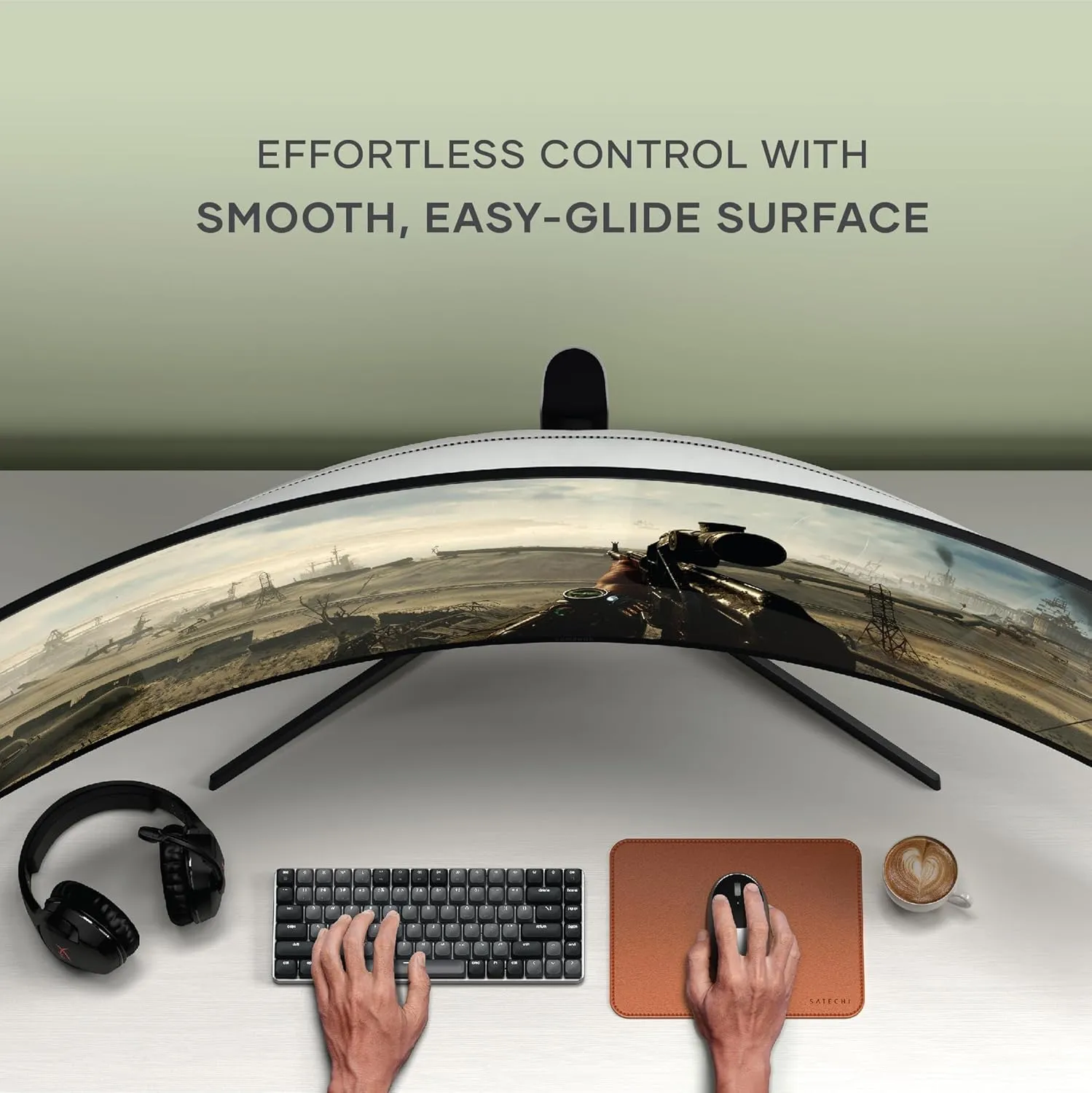 Satechi Vegan-Leather Ergonomic Mouse Pad - Reversible, Scratch and Water Resistant, Easy to Clean - Desk Mouse for Office and Home, 9.8' x 7.5' x 0.14' Brown