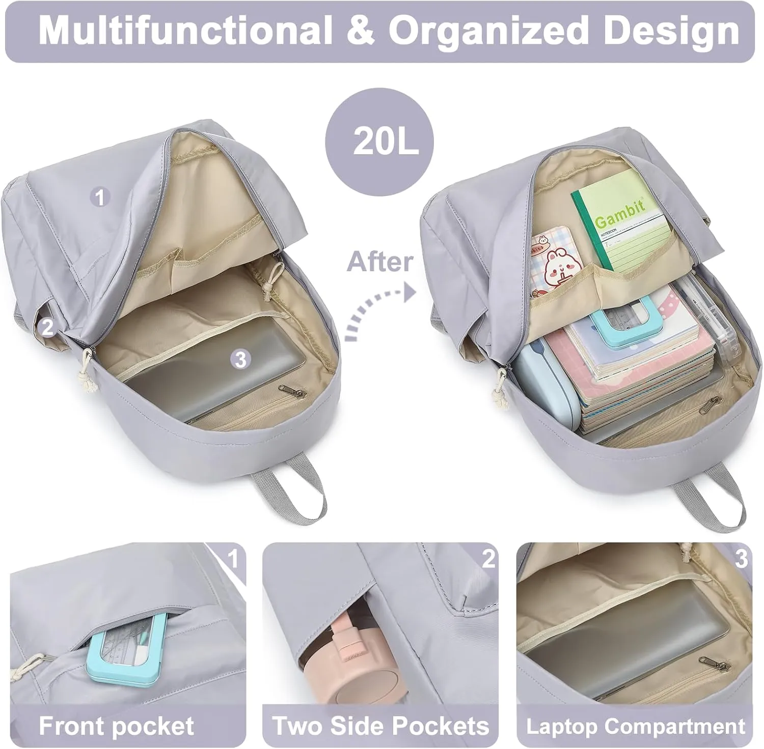 School Backpack for Teen Girls Women Laptop Backpack College Bookbags Middle School Travel Work Commuter Back Pack
