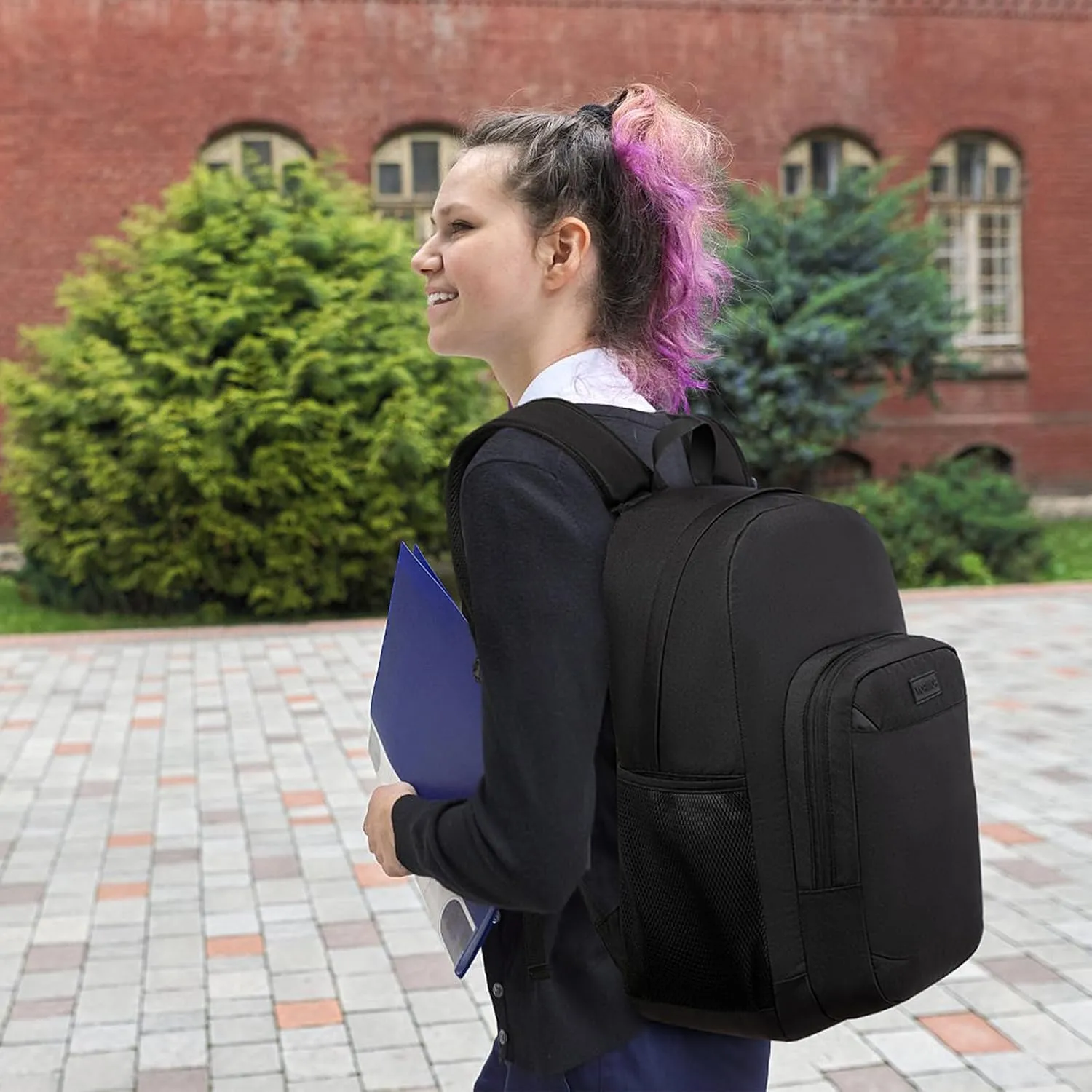 School Backpack for Teens Boy, Bookbag for Men Women with 15.6 inch Laptop Sleeve Computer College Black Over 3 Years Old