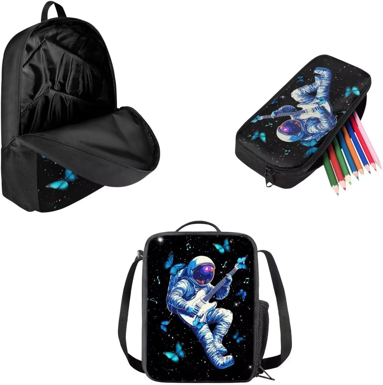 School Backpack Set for Girls Boys, 3Pcs Kids Travel Backpack Bookbag Lunch Box Pencil Pouch Pen Case