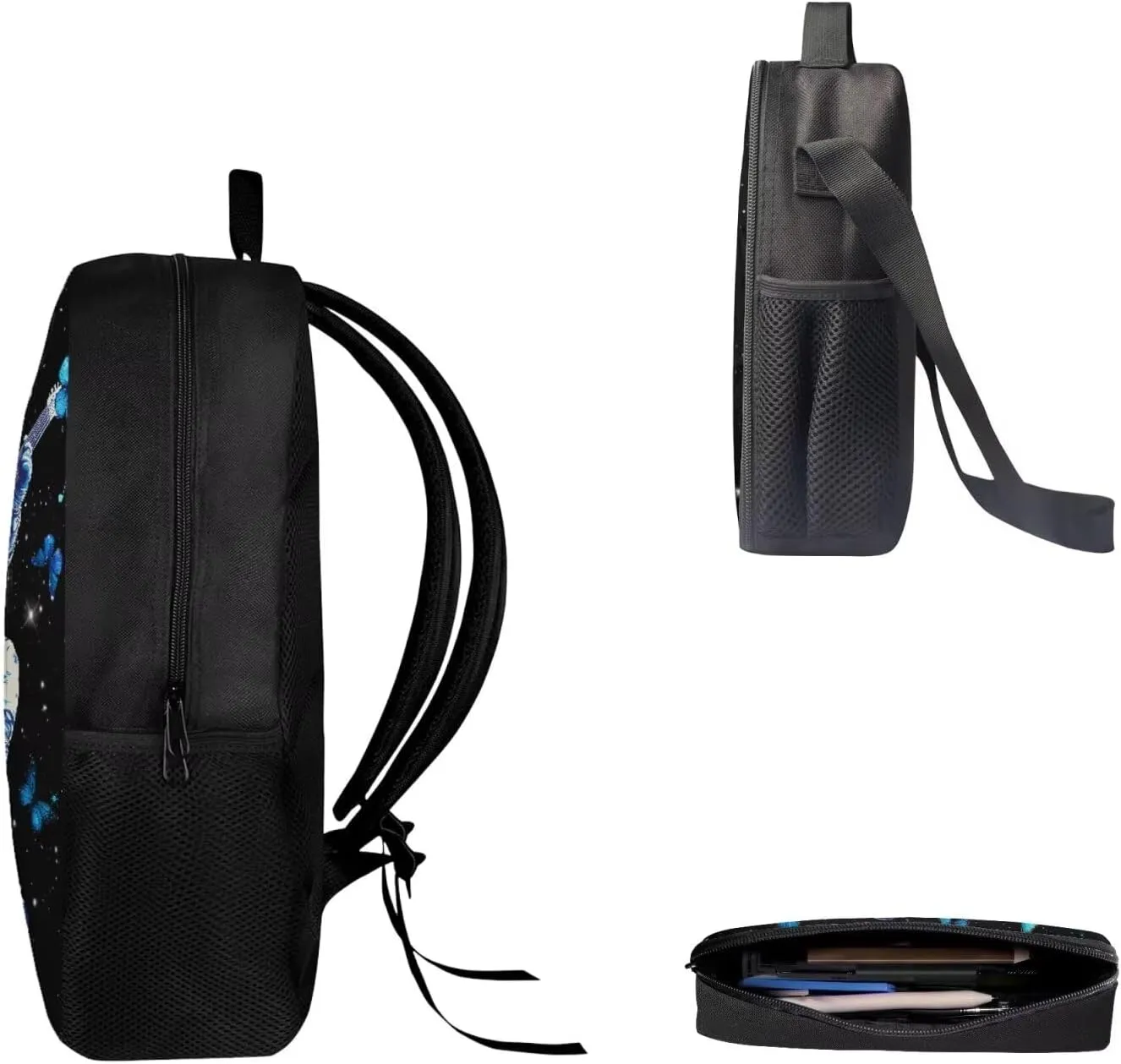 School Backpack Set for Girls Boys, 3Pcs Kids Travel Backpack Bookbag Lunch Box Pencil Pouch Pen Case