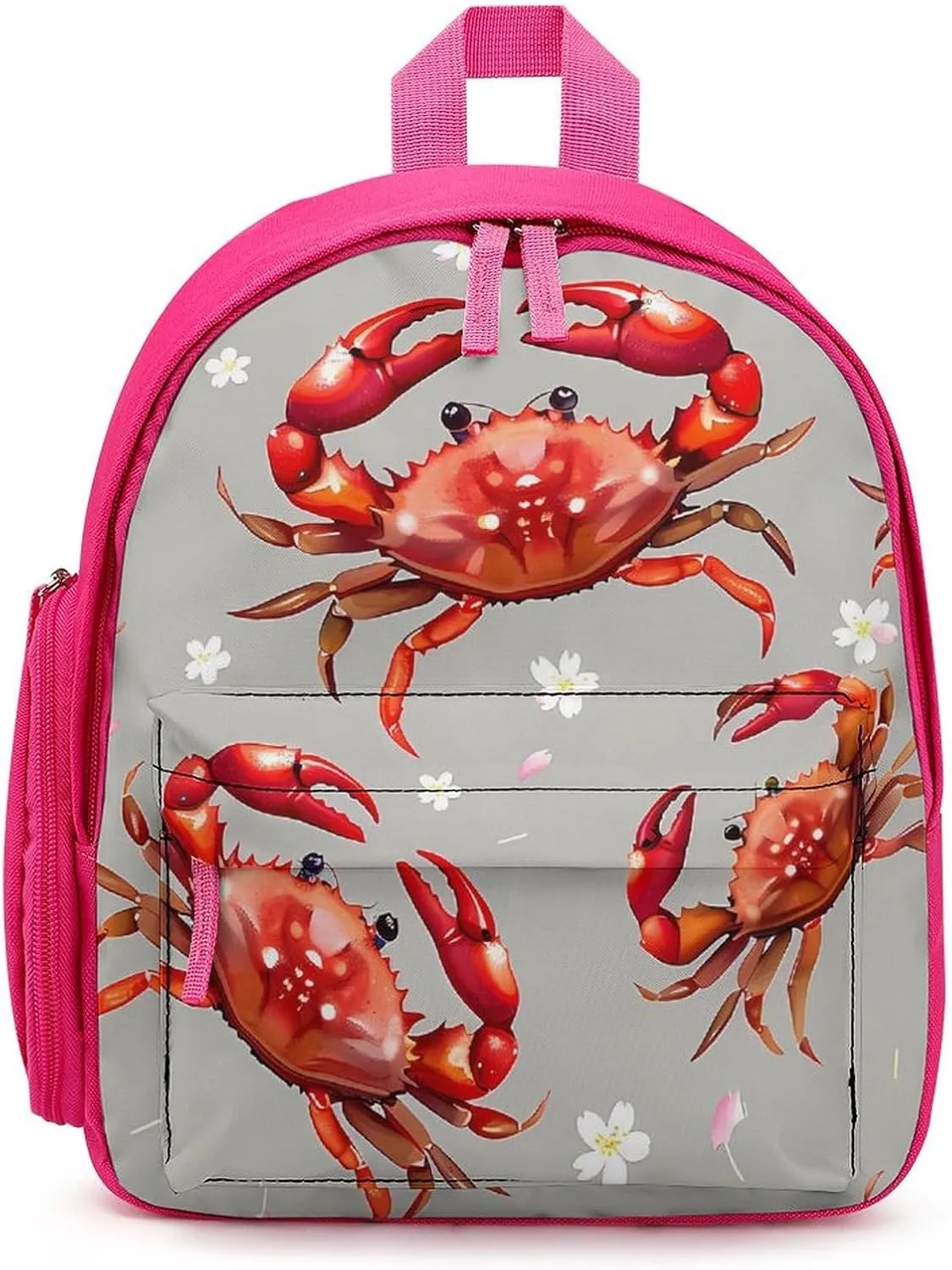 Seafood Marine Crabs Cherry Flowers Cute Backpack Lightweight Mini Shoulder Bag Travel Daypack for Camping Picnic