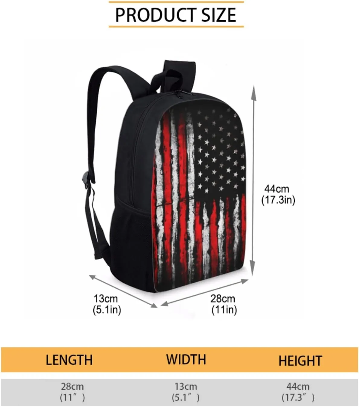 SEANATIVE 3 in 1 Backpack with Lunch Box and Pencil Case Vintage American Flag Print Students Bookbag Middle School Bags Travel Backpack