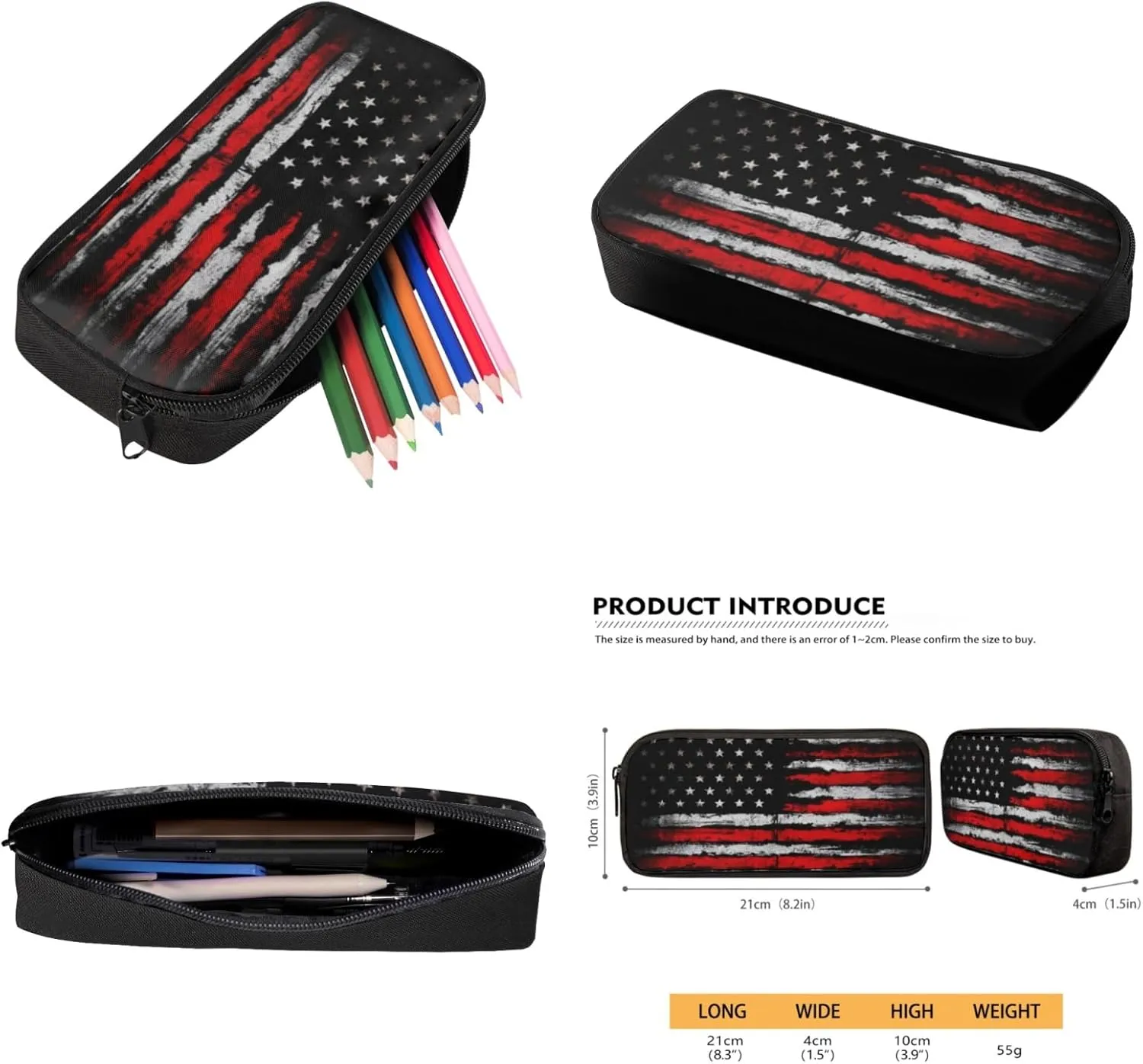 SEANATIVE 3 in 1 Backpack with Lunch Box and Pencil Case Vintage American Flag Print Students Bookbag Middle School Bags Travel Backpack