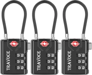 Search Alert TSA Approved Travel Combination Luggage Cable Locks for Suitcase, Gym Locker,Toolbox,Backpack 1,2,4,6 &10 pk