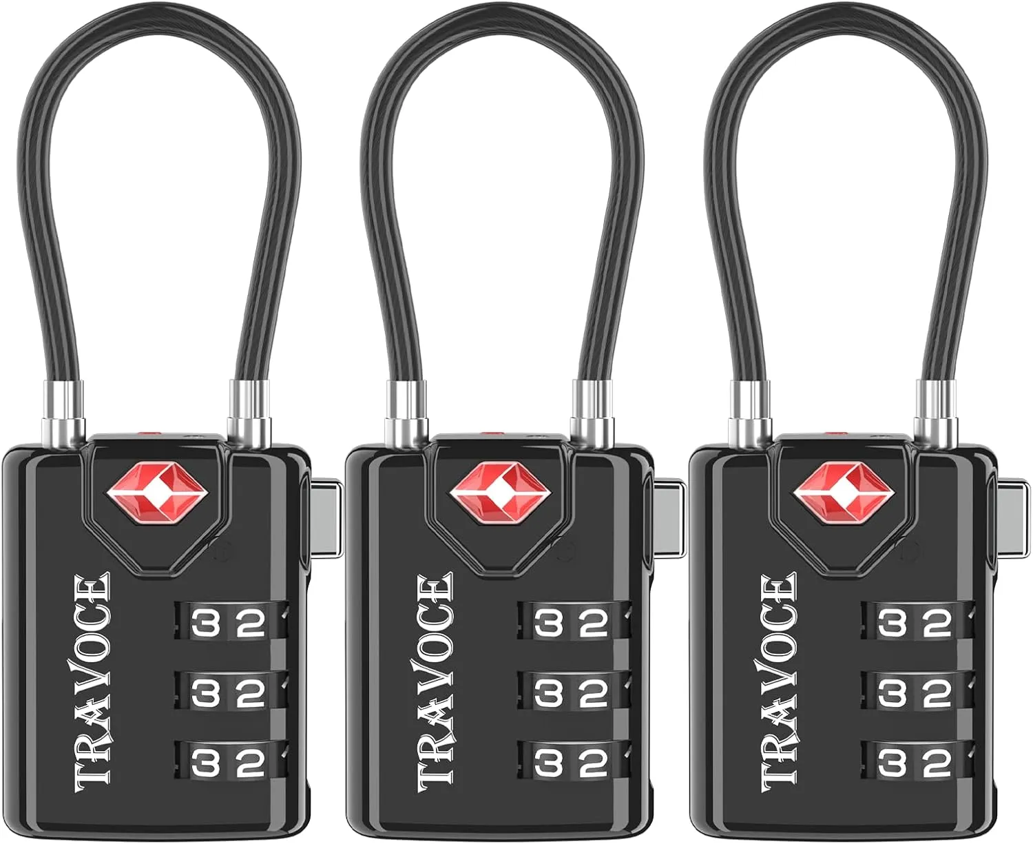 Search Alert TSA Approved Travel Combination Luggage Cable Locks for Suitcase, Gym Locker,Toolbox,Backpack 1,2,4,6 &10 pk