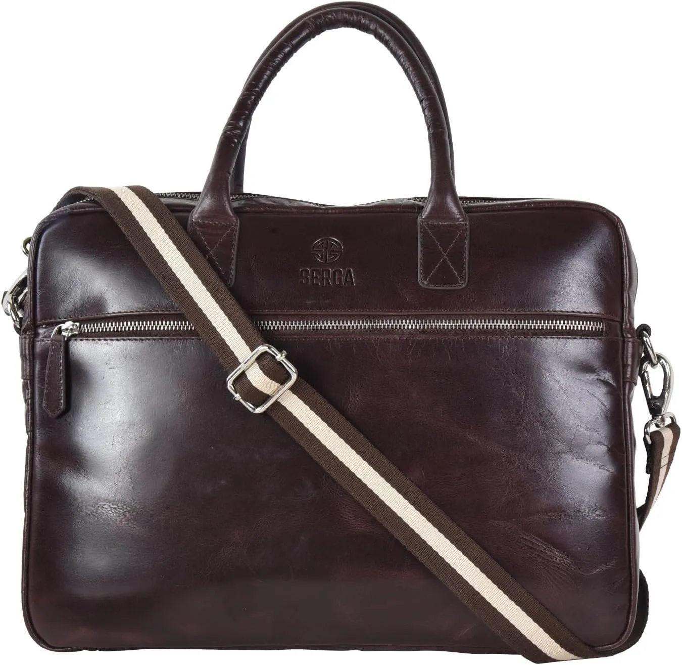 SERGA Real Genuine Leather Laptop Messenger Bag for Men & Women - VICTORY