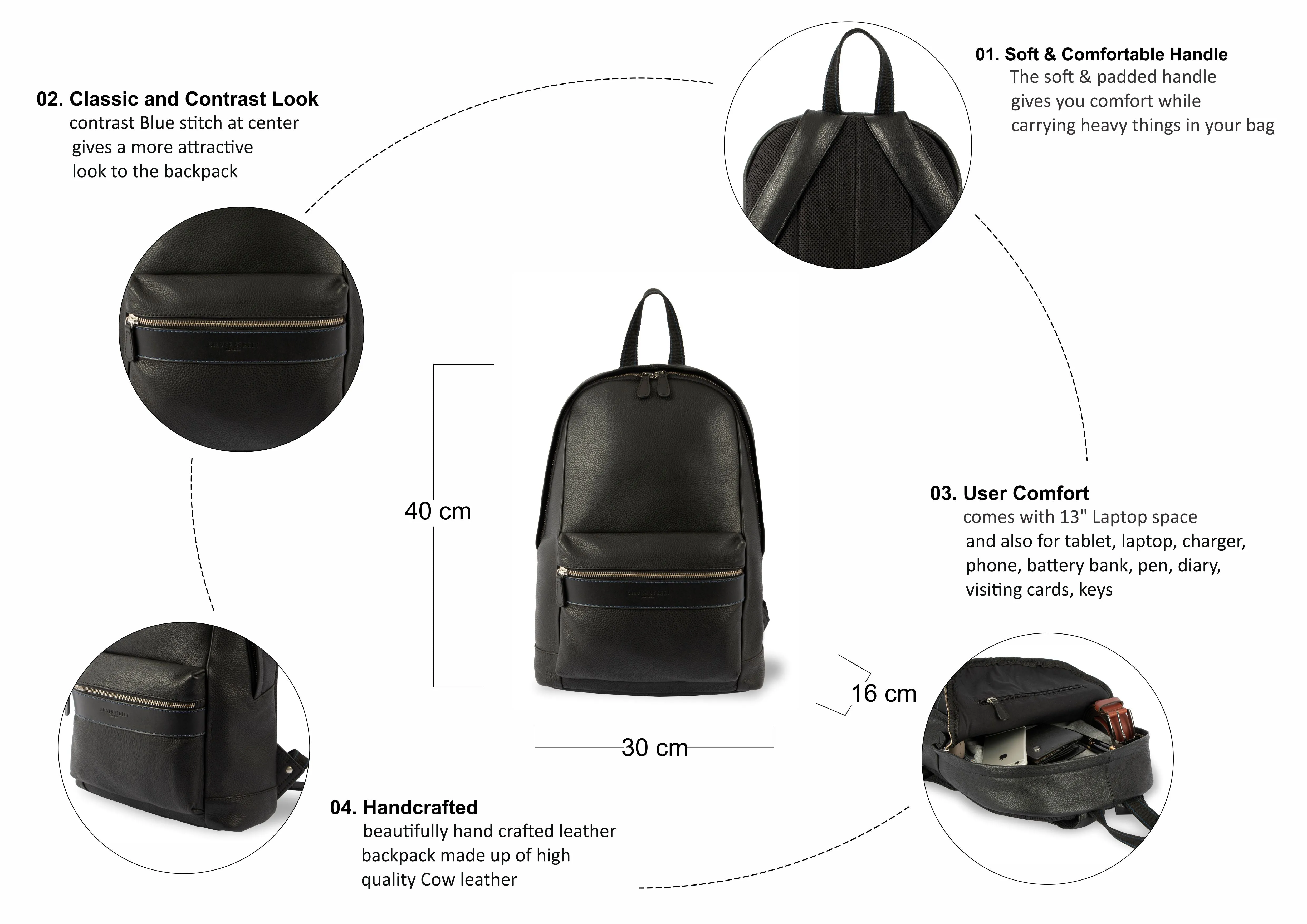 Sergio Leather Backpacks - Black
