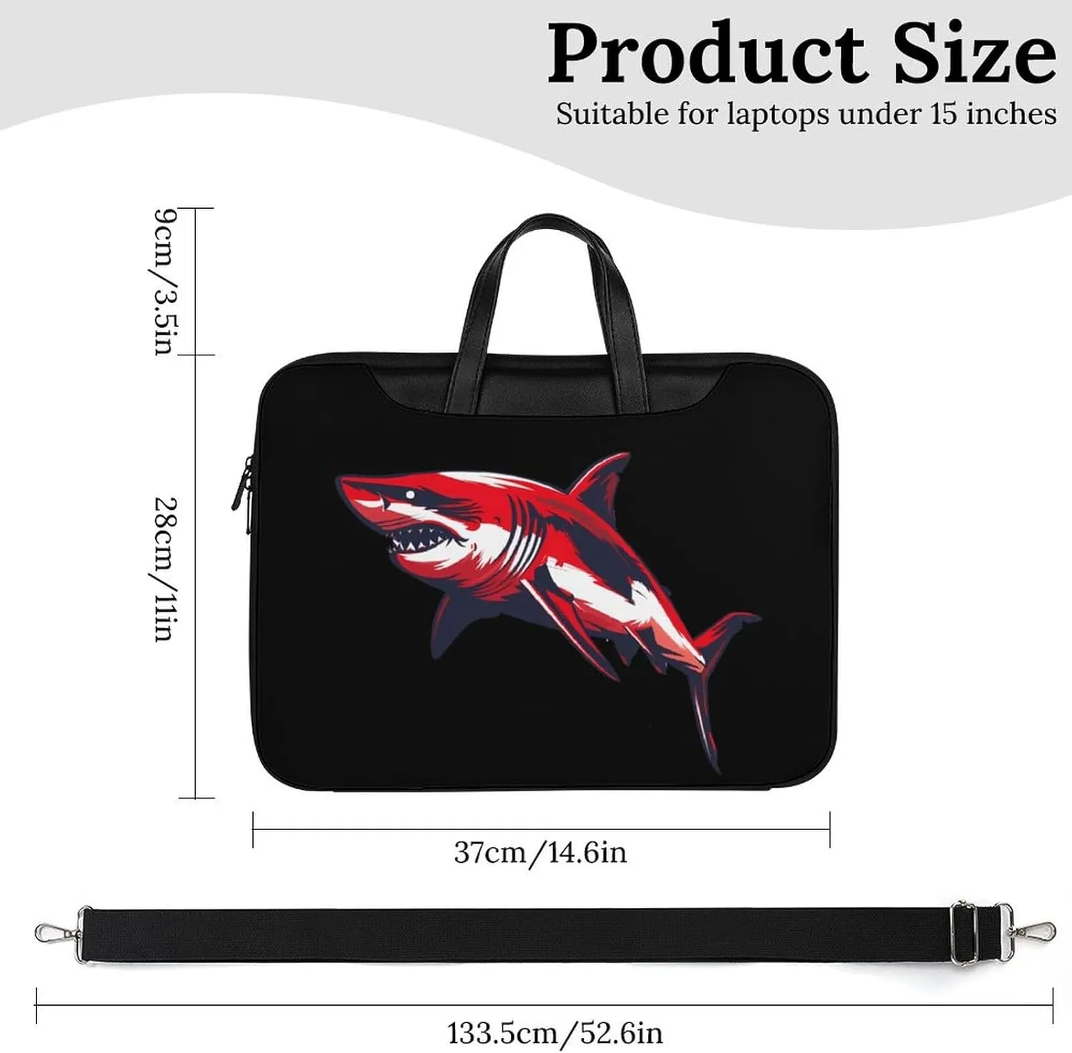 Shark Diver Scuba Laptop Bag PU Leather Computer Tote Bag Carrying Case Messenger Bag with Handle