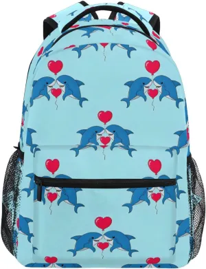 Sharks Love Balloons Backpack 3rd 4th 5th Grade School Bookbag Travel Laptop Daypack Bag Purse for Boys Girls Teens