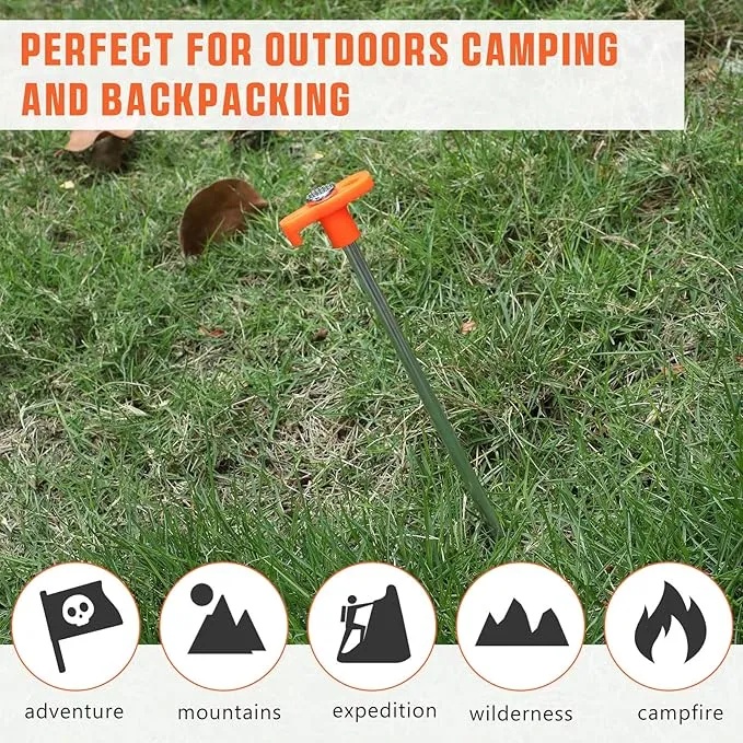 Shimeyao 10 Inch Tent Stakes Heavy Duty Camping Stakes Bulk Galvanized Non Rust Tent Pegs Metal Camping Spikes for Outdoor Camping Pitching Canopy