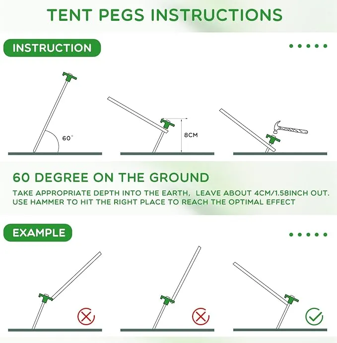 Shimeyao 10 Inch Tent Stakes Heavy Duty Camping Stakes Bulk Galvanized Non Rust Tent Pegs Metal Camping Spikes for Outdoor Camping Pitching Canopy