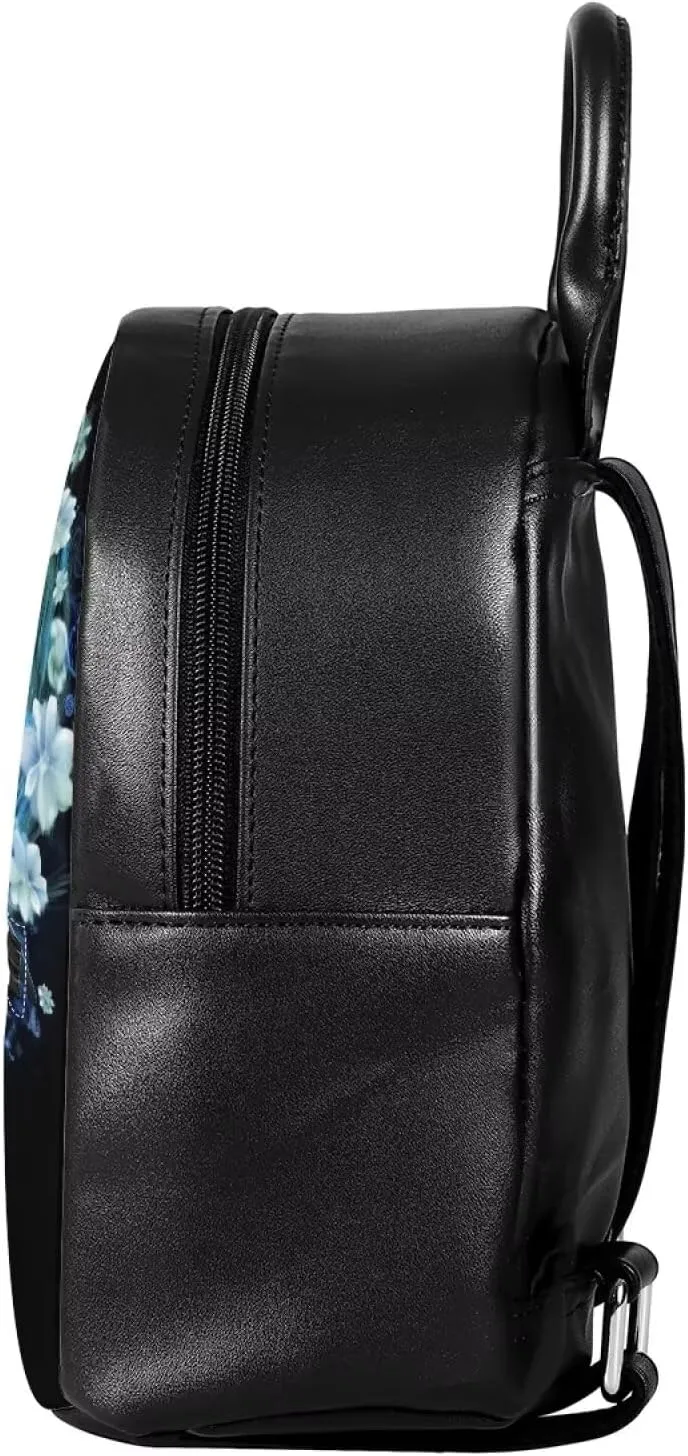 Showudesigns Dolphin Flower Backpack Purse for Women Mini Backpacks Water-Resistant Small Back Pack Shoulder Bag for School Travel Min Casual Daypack Black