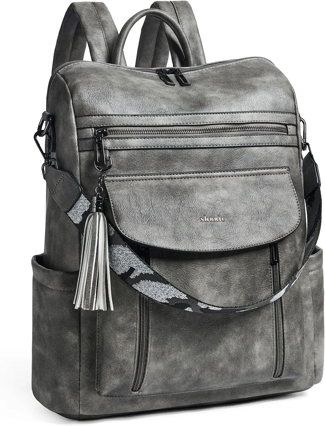 Shrrie Laptop Backpack for Women 15.6 inch,Travel Leather Backpack Purse Nurse Teacher Carry on Backpack Computer Bag,Professional Water-Resistant College Business Work Casual Daypack,Deep Gray