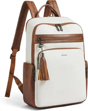 Shrrie Laptop Backpack for Women Fits 16 inch Laptop,Designer Backpacks for Women with Computer Compartment to Business (Beige)