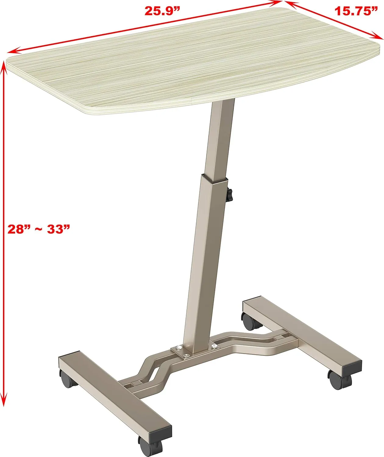 SHW Mobile Height Adjustable Laptop Rolling Cart with Height Adjustment from 28" to 33", Maple
