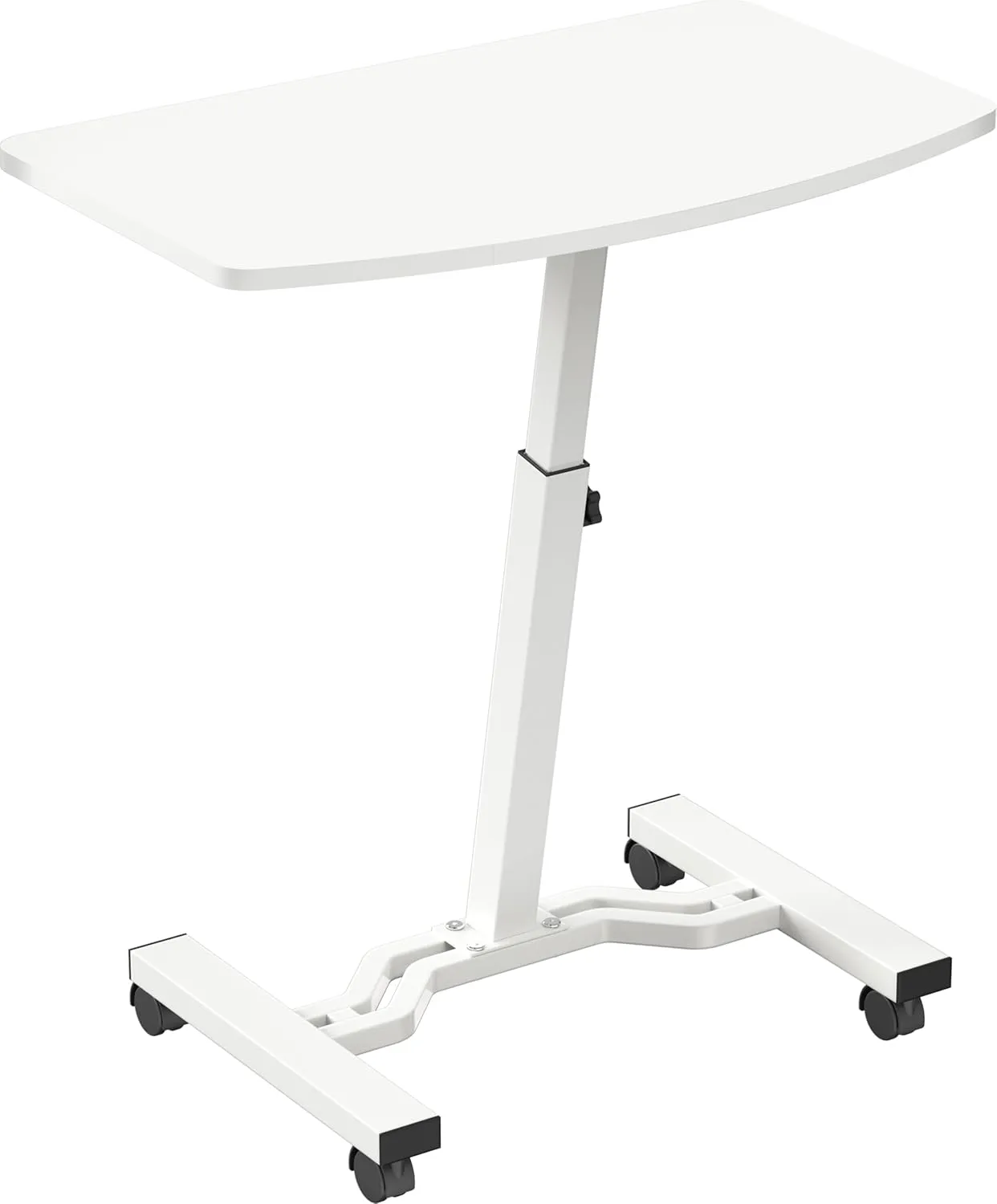 SHW Mobile Height Adjustable Laptop Rolling Cart with Height Adjustment from 28" to 33", White