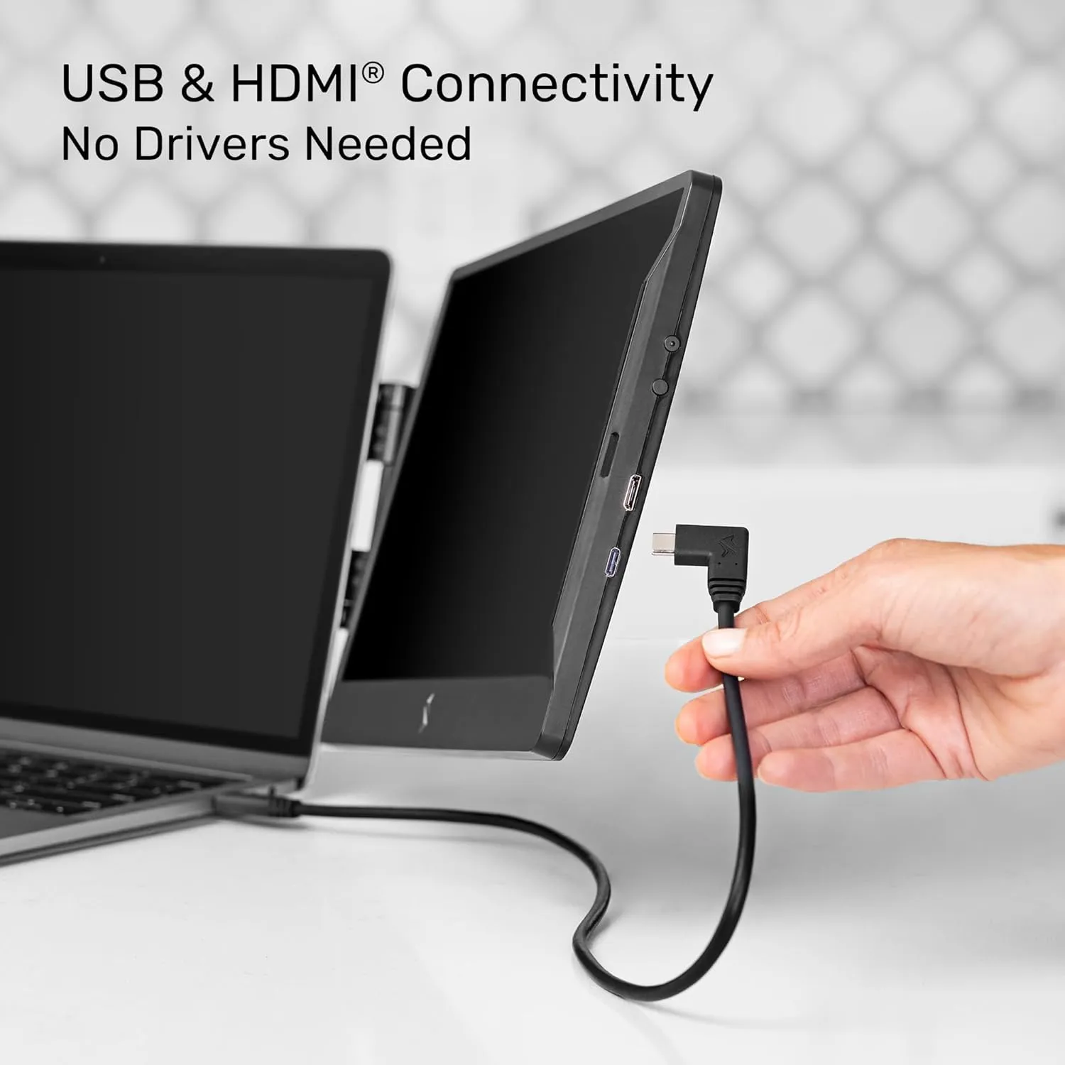 SideTrak Swivel 14" Attachable Portable Monitor Extender, FHD TFT Laptop Dual Screen with Kickstand   Unique Swivel Hinge, Compatible with Mac, PC, Chrome, Powered by USB/Mini HDMI Port (Black)
