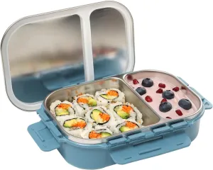Signoraware Stainless Steel Bento Box For Men, 24 Oz, Aqua Blue, Leakproof Between 2 Compartments, Portion Control, Easy To Carry