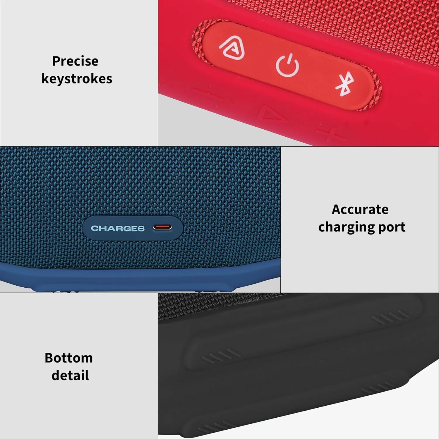 Silicone Cover Compatible with Charge 6 Portable Waterproof Drop-Proof Speaker (Black)