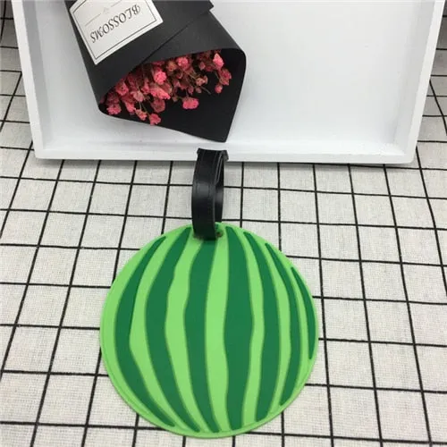 Silicone Luggage Tags with Cartoon Fruit, Food, Beach Theme