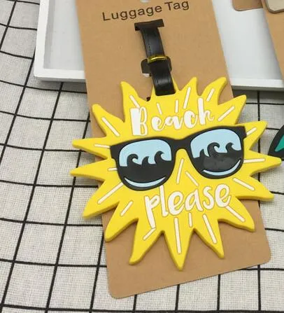 Silicone Luggage Tags with Cartoon Fruit, Food, Beach Theme