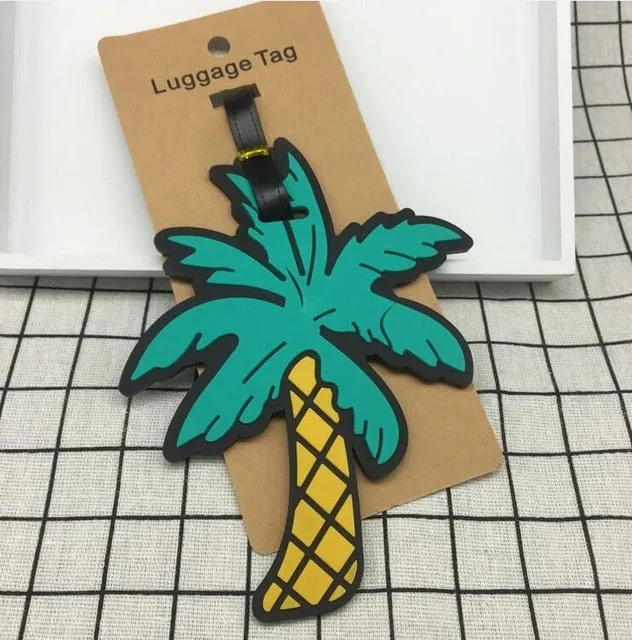 Silicone Luggage Tags with Cartoon Fruit, Food, Beach Theme