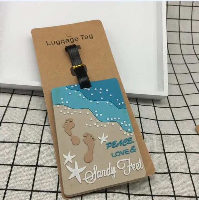 Silicone Luggage Tags with Cartoon Fruit, Food, Beach Theme