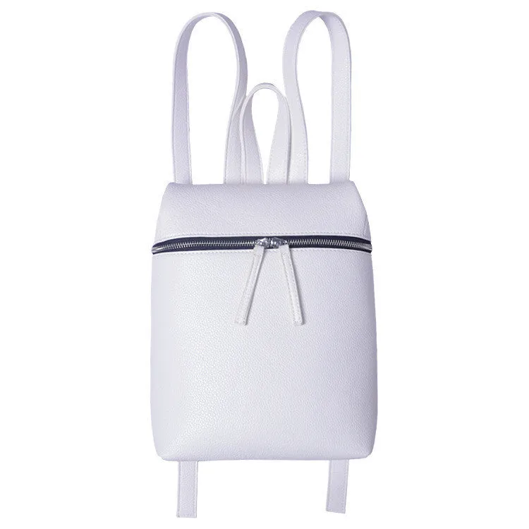 Simple Designer Small Backpack Women White and Black Travel PU Leather Backpacks Ladies Fashion Female Rucksack Back Bags