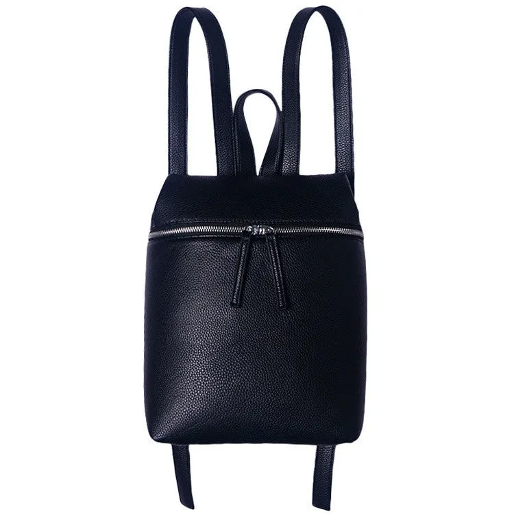 Simple Designer Small Backpack Women White and Black Travel PU Leather Backpacks Ladies Fashion Female Rucksack Back Bags
