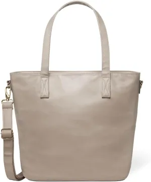 Simple Modern Vegan Leather Tote Bag for Women | Medium Work Purse with Compartments & Laptop Sleeve