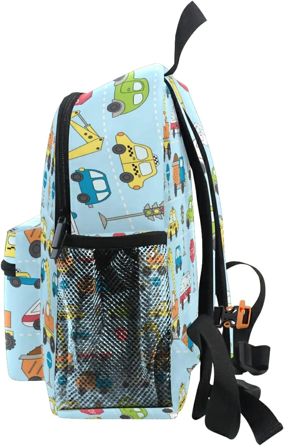 Sinestour Custom Different Cars Kid's Backpack Personalized Preschool Backpack for Boys & Girls with Chest Strap