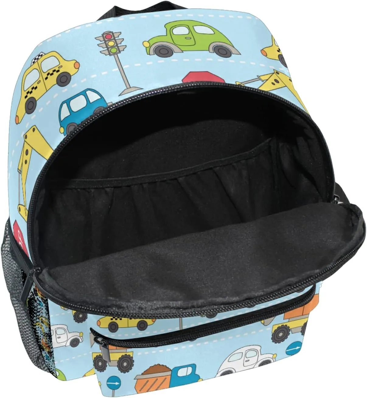 Sinestour Custom Different Cars Kid's Backpack Personalized Preschool Backpack for Boys & Girls with Chest Strap