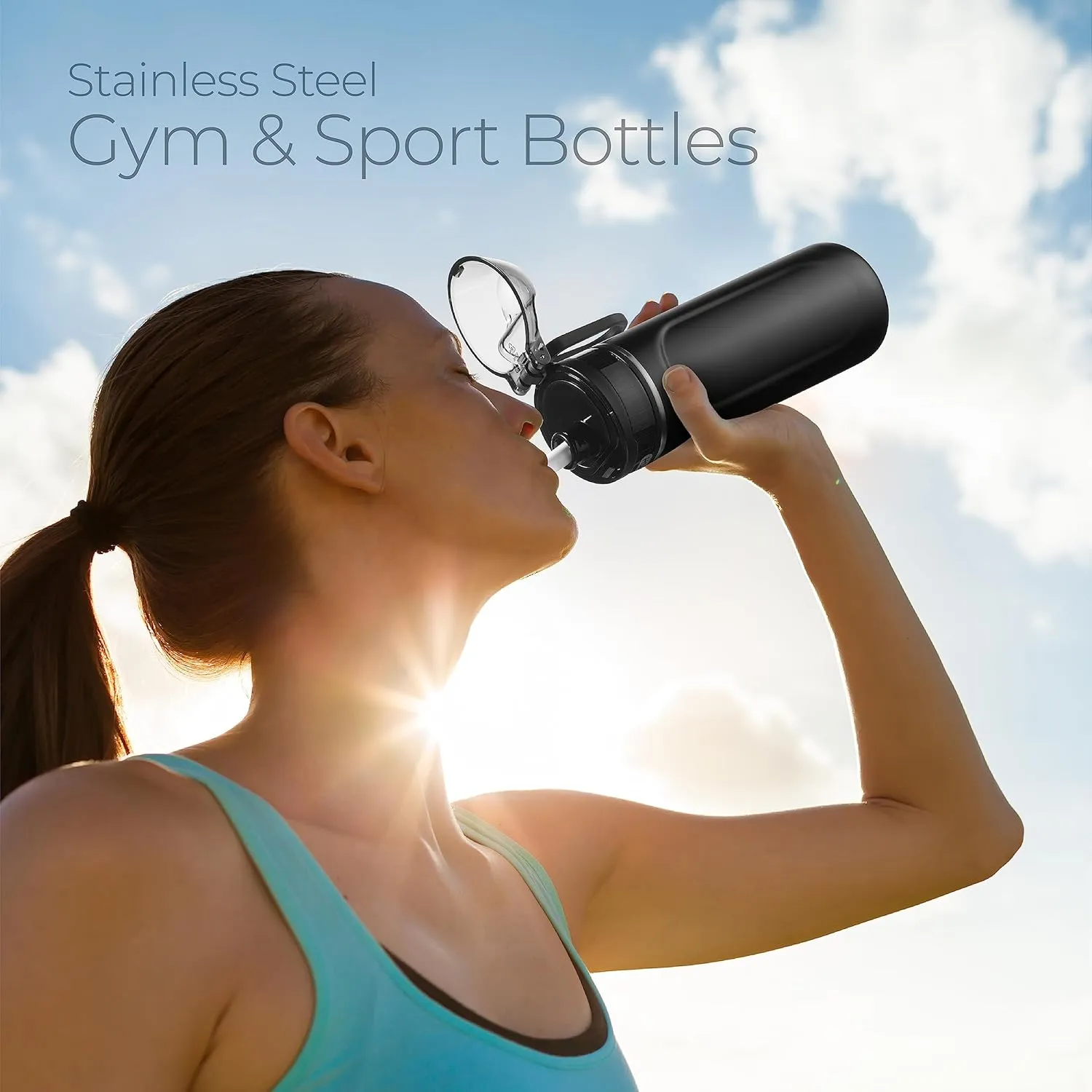 SIPX™ Triple-Insulated Stainless Steel Water Bottle - 18oz. With Straw Lid, BPA-Free Reusable Insulated Water Bottle Keeps Cold For 12 Hours,