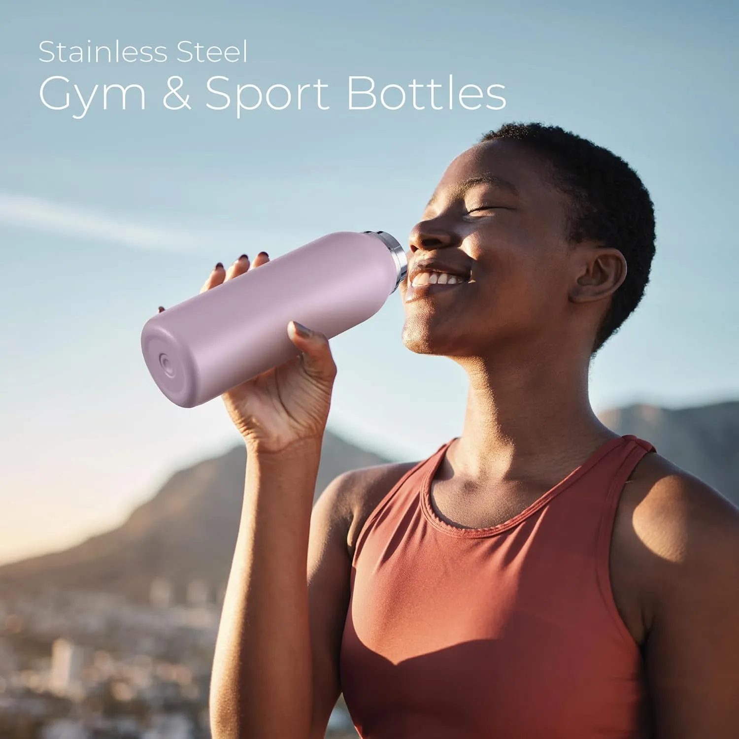 SipX™ Triple-Insulated Stainless Steel Water Bottle - 20oz. With Cover Lid, BPA-Free Reusable Insulated Water Bottle Keeps Cold For 24 Hours, (Purple)