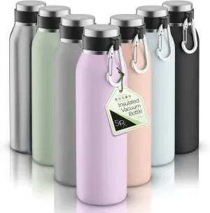 SipX™ Triple-Insulated Stainless Steel Water Bottle - 20oz. With Cover Lid, BPA-Free Reusable Insulated Water Bottle Keeps Cold For 24 Hours, (Purple)