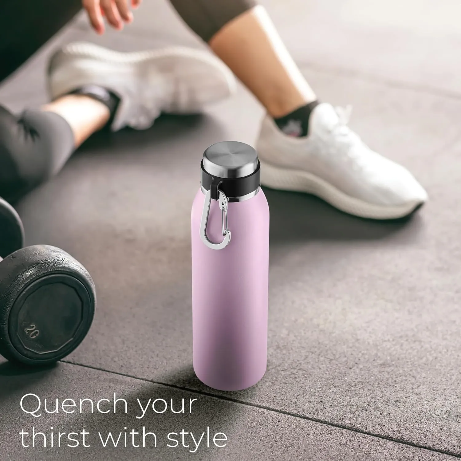 SipX™ Triple-Insulated Stainless Steel Water Bottle - 20oz. With Cover Lid, BPA-Free Reusable Insulated Water Bottle Keeps Cold For 24 Hours, (Purple)