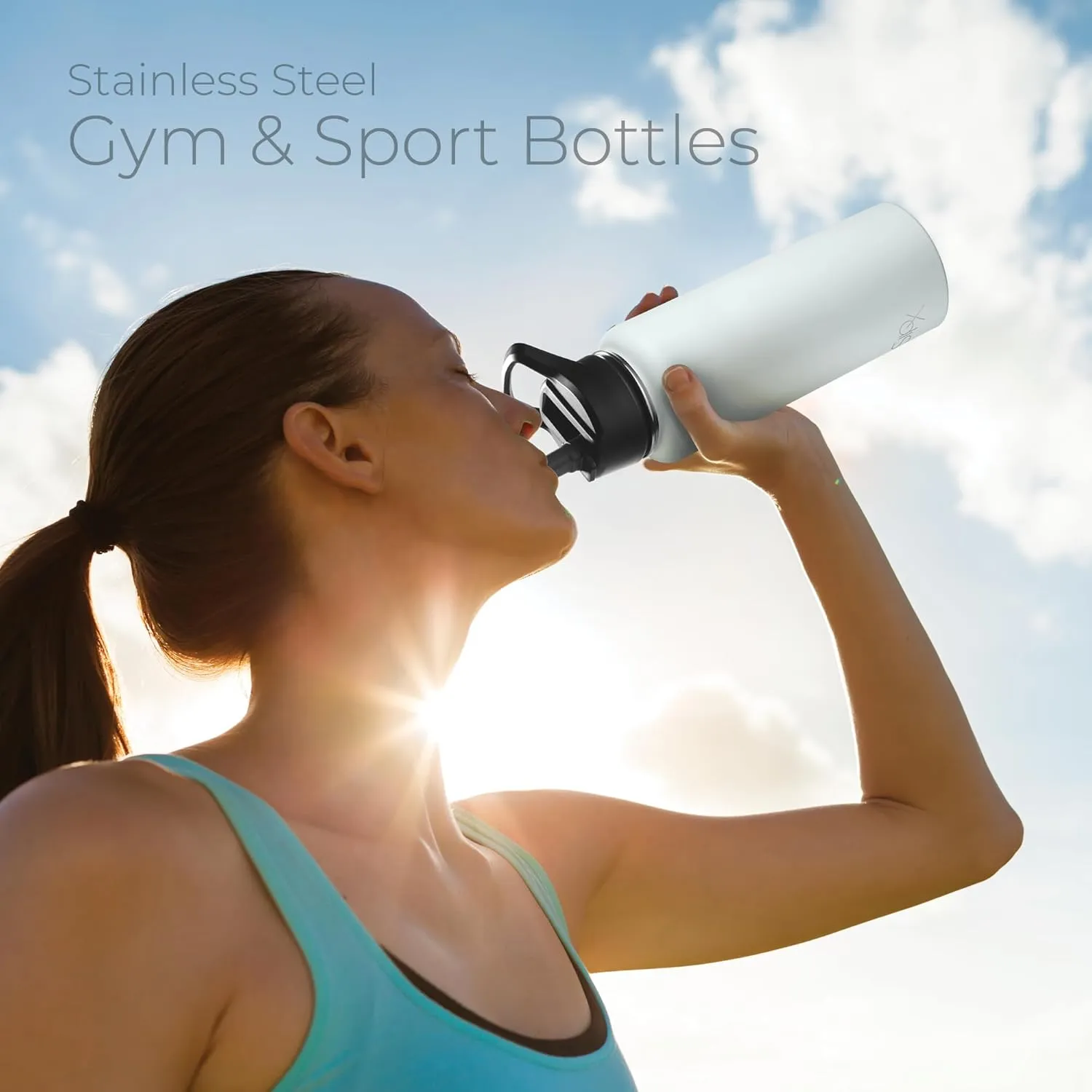 SipX™ Triple-Insulated Stainless Steel Water Bottle 40oz. With 3 Lids, BPA-Free Reusable Insulated Water Bottle Keeps Cold 24 Hours, Metal Water Bottle Made Of Sustainable Material For Hiking & Biking