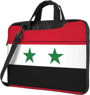 Slim Laptop Shoulder Bag Briefcase Notebook Handbag Computer Carrying Case Flag of the Syrian Arab Republic Print 15.6in