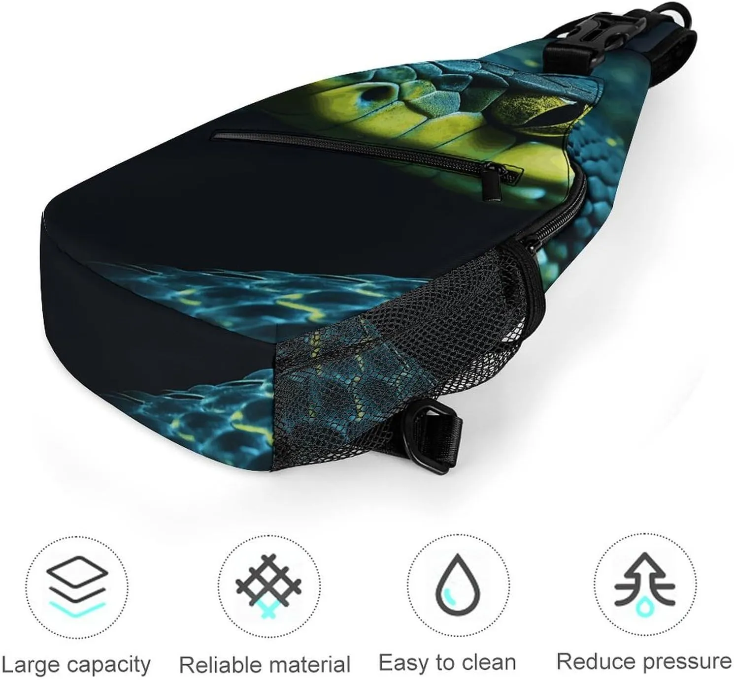 Sling Backpack Crossbody for Man Woman Green And Black Cross Body Adjustable Chest Bag