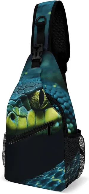 Sling Backpack Crossbody for Man Woman Green And Black Cross Body Adjustable Chest Bag