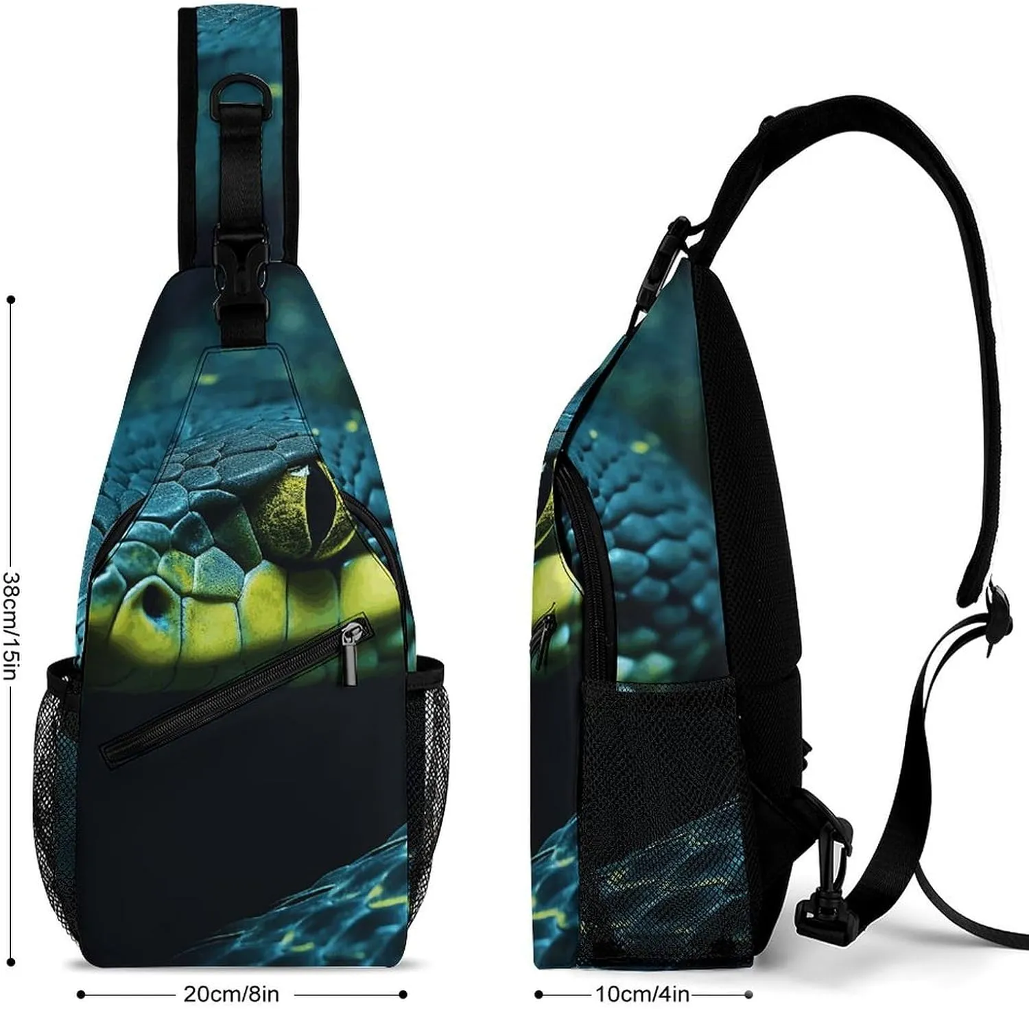 Sling Backpack Crossbody for Man Woman Green And Black Cross Body Adjustable Chest Bag