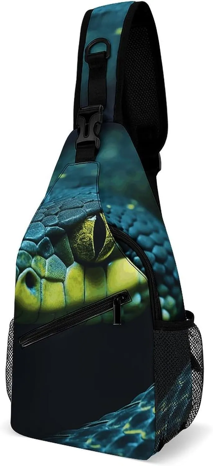Sling Backpack Crossbody for Man Woman Green And Black Cross Body Adjustable Chest Bag