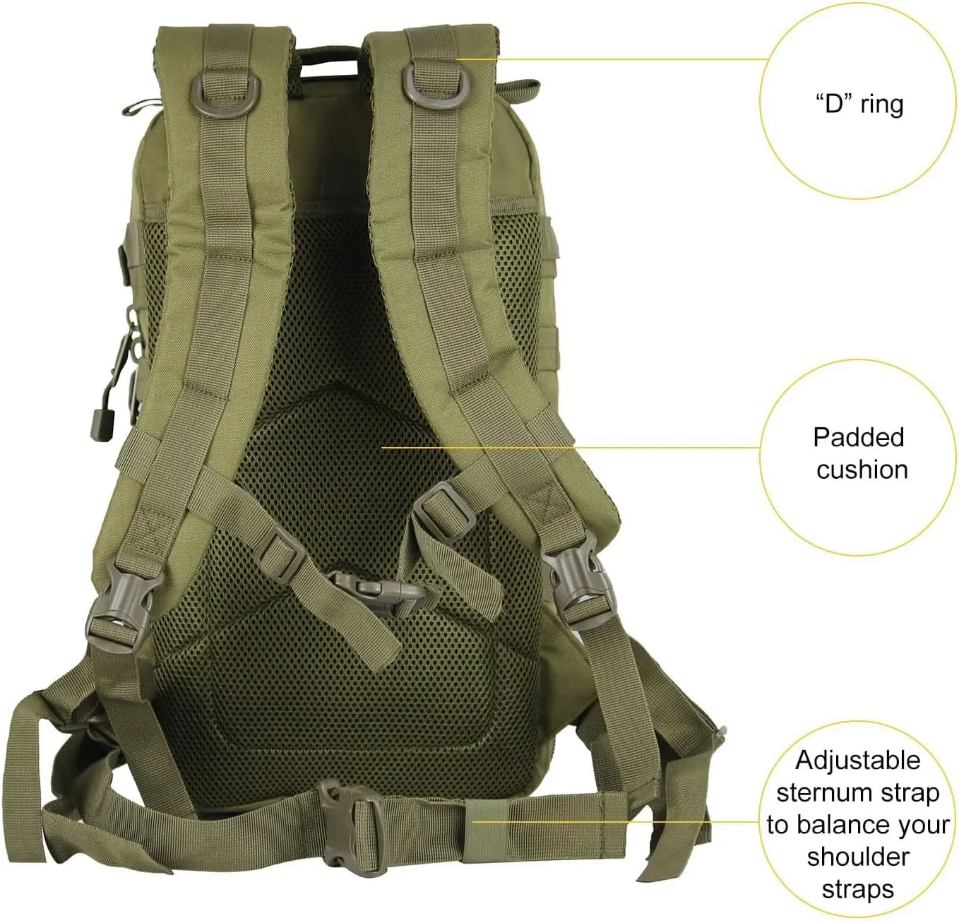 Small 30L Assault Backpack Military Tactical Backpack Tactical Bag for Outdoor Hiking Camping Travel Army Hunting Rucksack (Green)